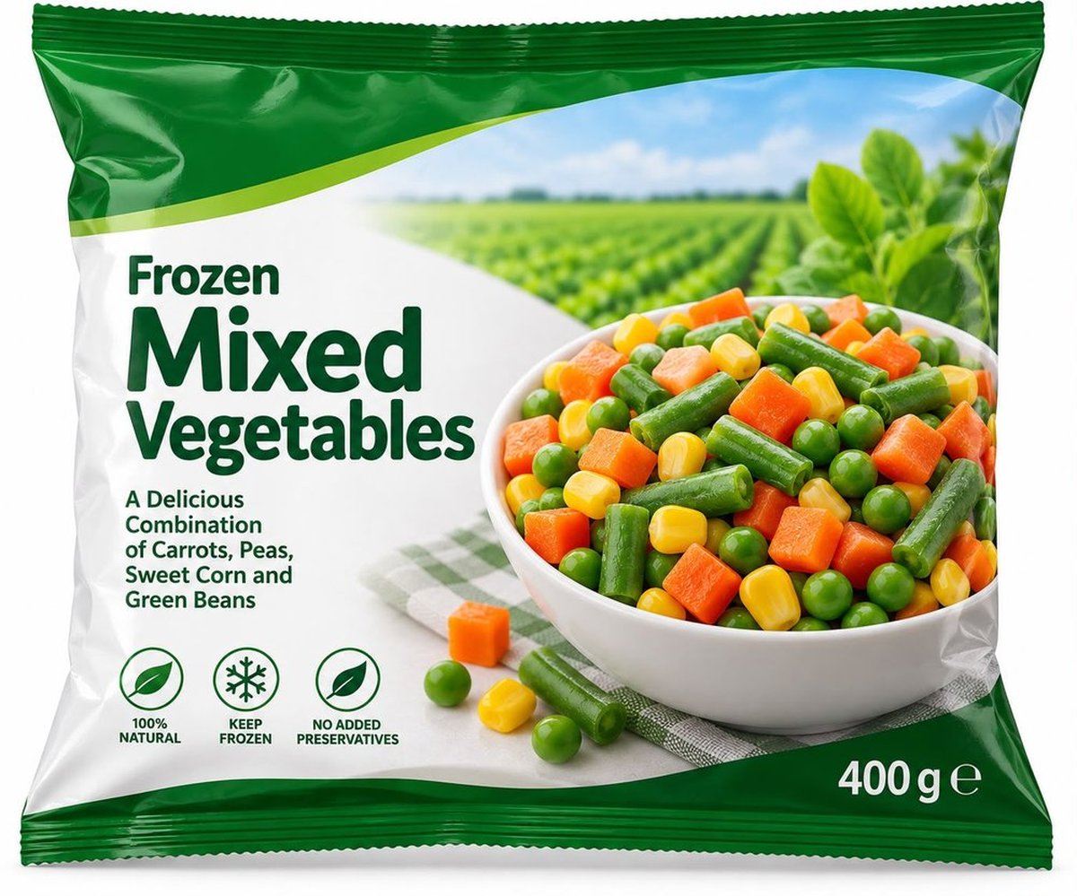 Frozen vegetables and ice cream products